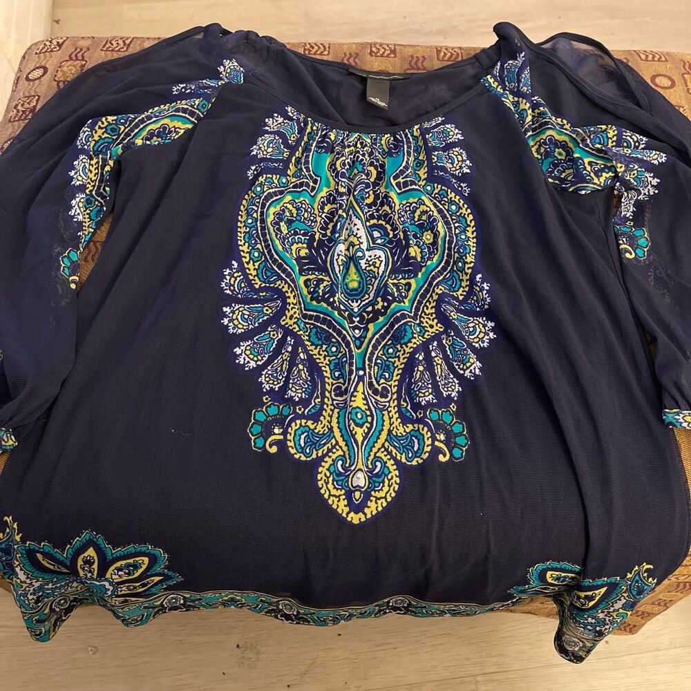 Inc-international-concepts Women's Navy and Blue Blouse